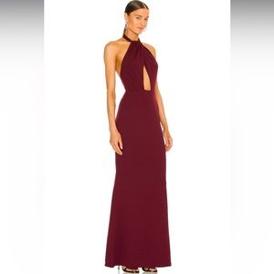 Katie May Burgundy Halter Gown